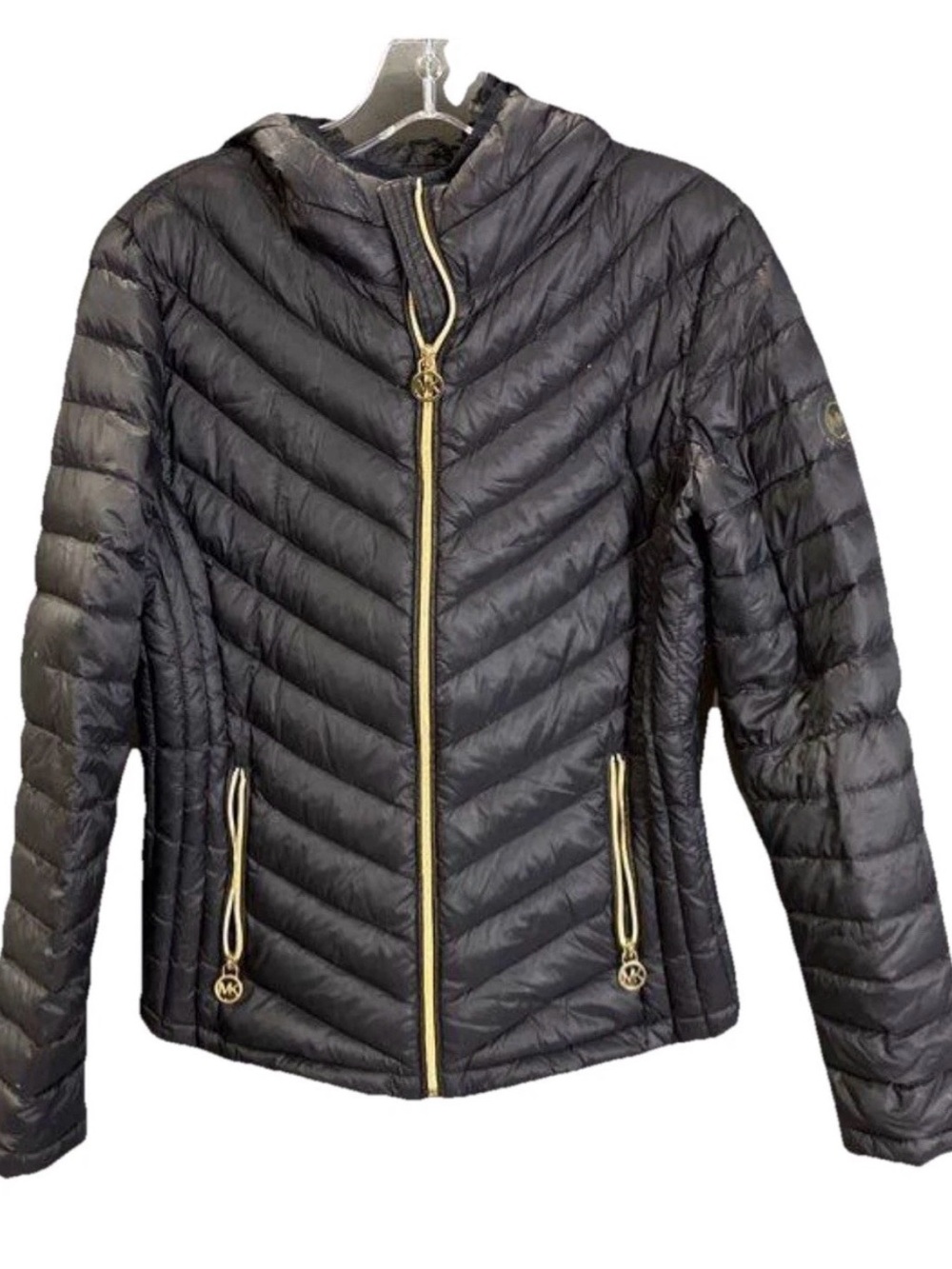 Michael Kors Women’s Black Hooded Packable Down Fill Coat Jacket Size Small